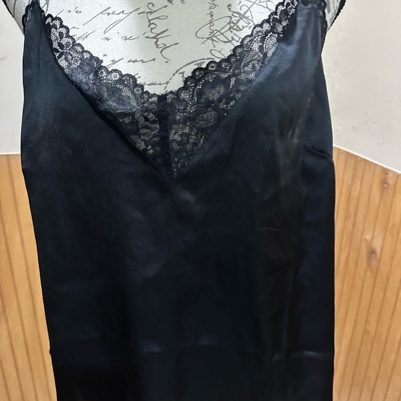 Adore Me Black Satin Cami with Lace - Picture 1 of 4